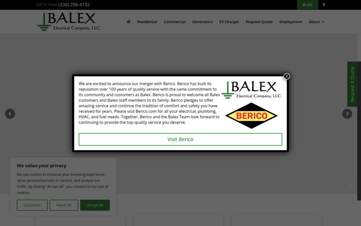 Screenshot of balexelectrical.com