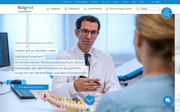 Screenshot of balgrist.ch