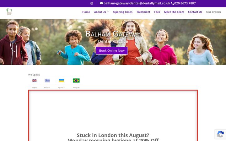 Screenshot of balhamgatewaydental.com