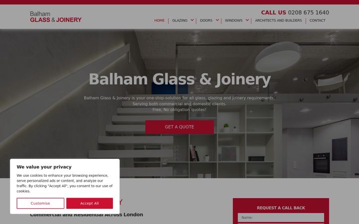 Screenshot of balhamglass.co.uk