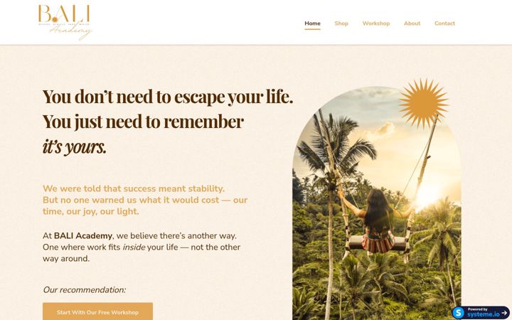 Screenshot of bali-academy.com