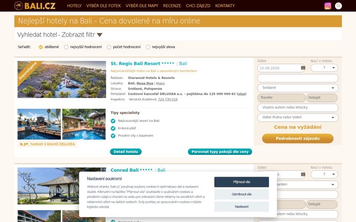 Screenshot of bali.cz