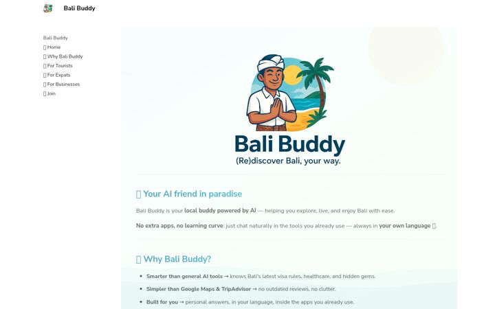 Screenshot of balibuddy.ai