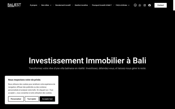 Screenshot of baliestvillas.com