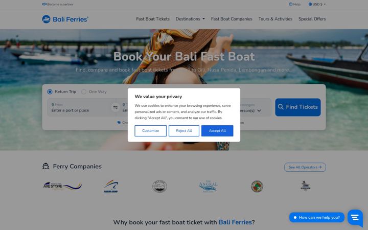 Screenshot of baliferries.com