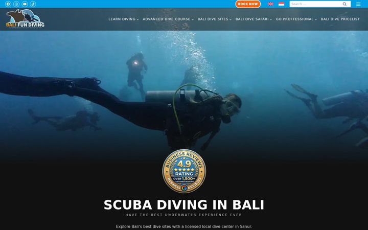 Screenshot of balifundiving.com