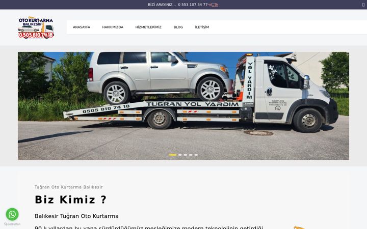Screenshot of balikesirdeotokurtarma.com.tr