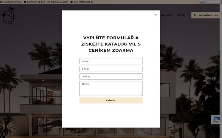 Screenshot ta' balimania.cz