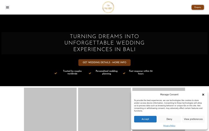 Screenshot of balimoonwedding.com