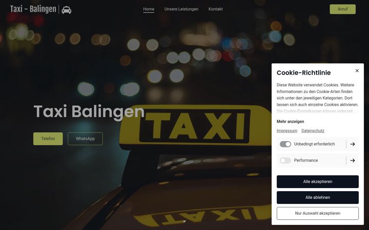 Screenshot of balingen-taxi.de