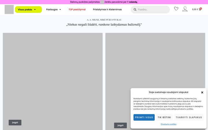 Skjermbilde av balionupuokstes.lt