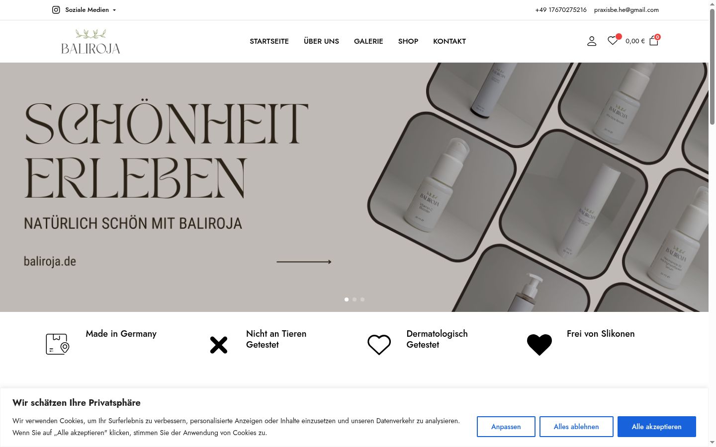Screenshot del banner di consenso mostrato prima di qualsiasi interazione