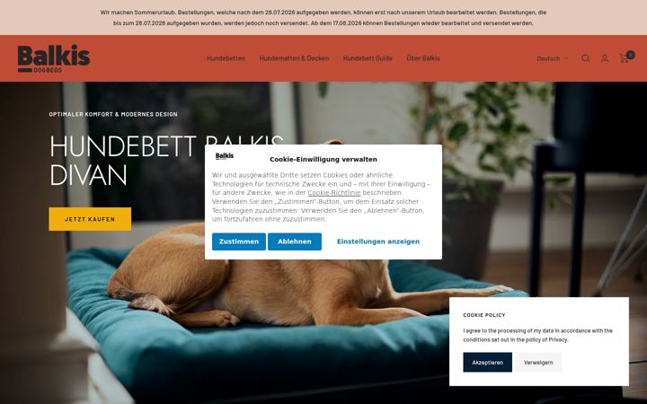 Screenshot of balkis-dogbeds.com