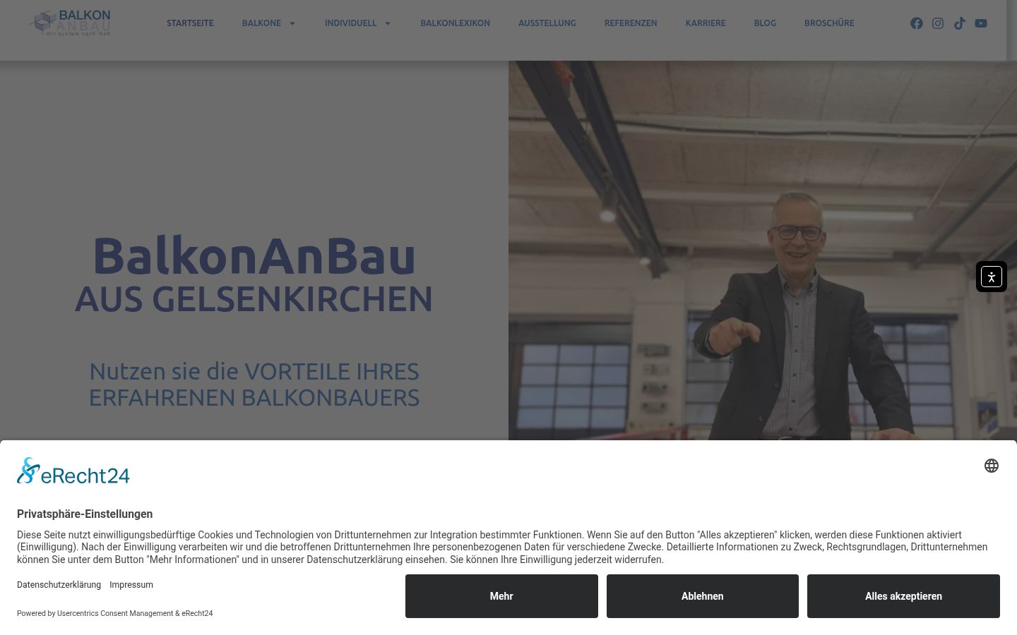 Screenshot des Einwilligungsbanners vor jeglicher Interaktion