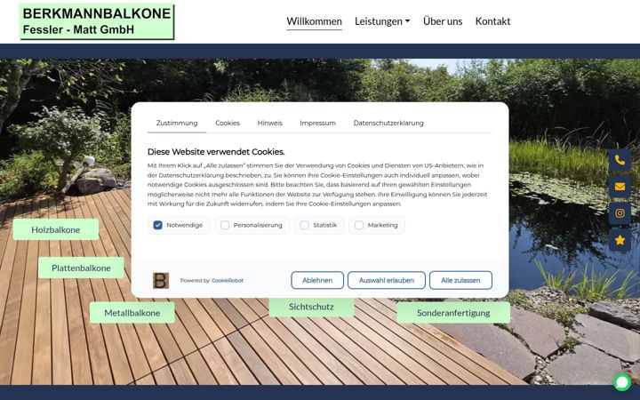 Screenshot of balkone-berkmann.at