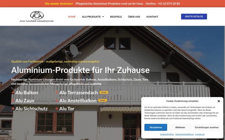 Screenshot of balkongelaender-aluminium.ch
