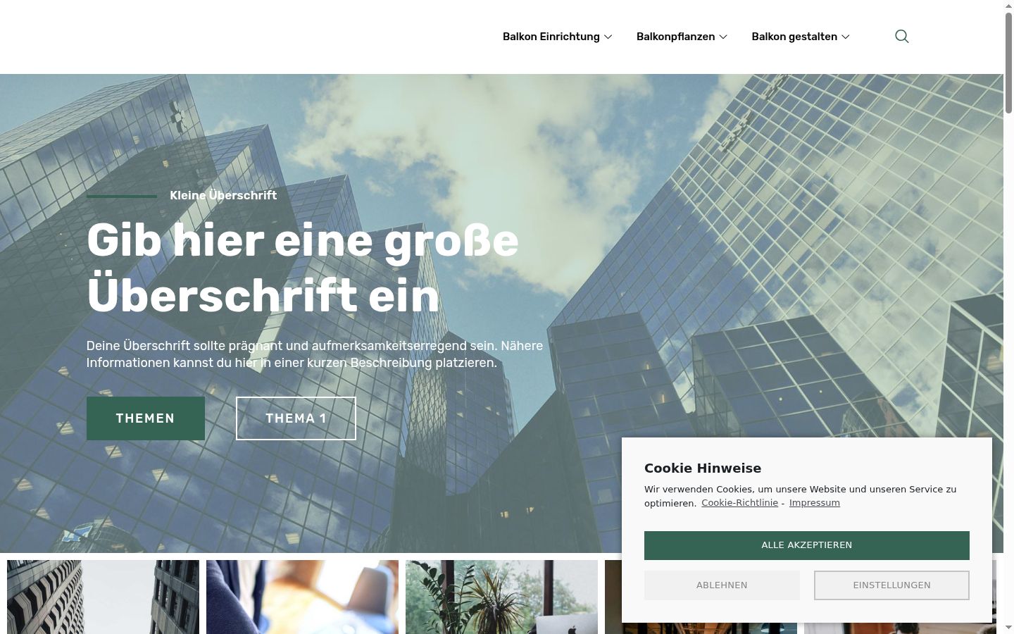 Screenshot des Einwilligungsbanners vor jeglicher Interaktion
