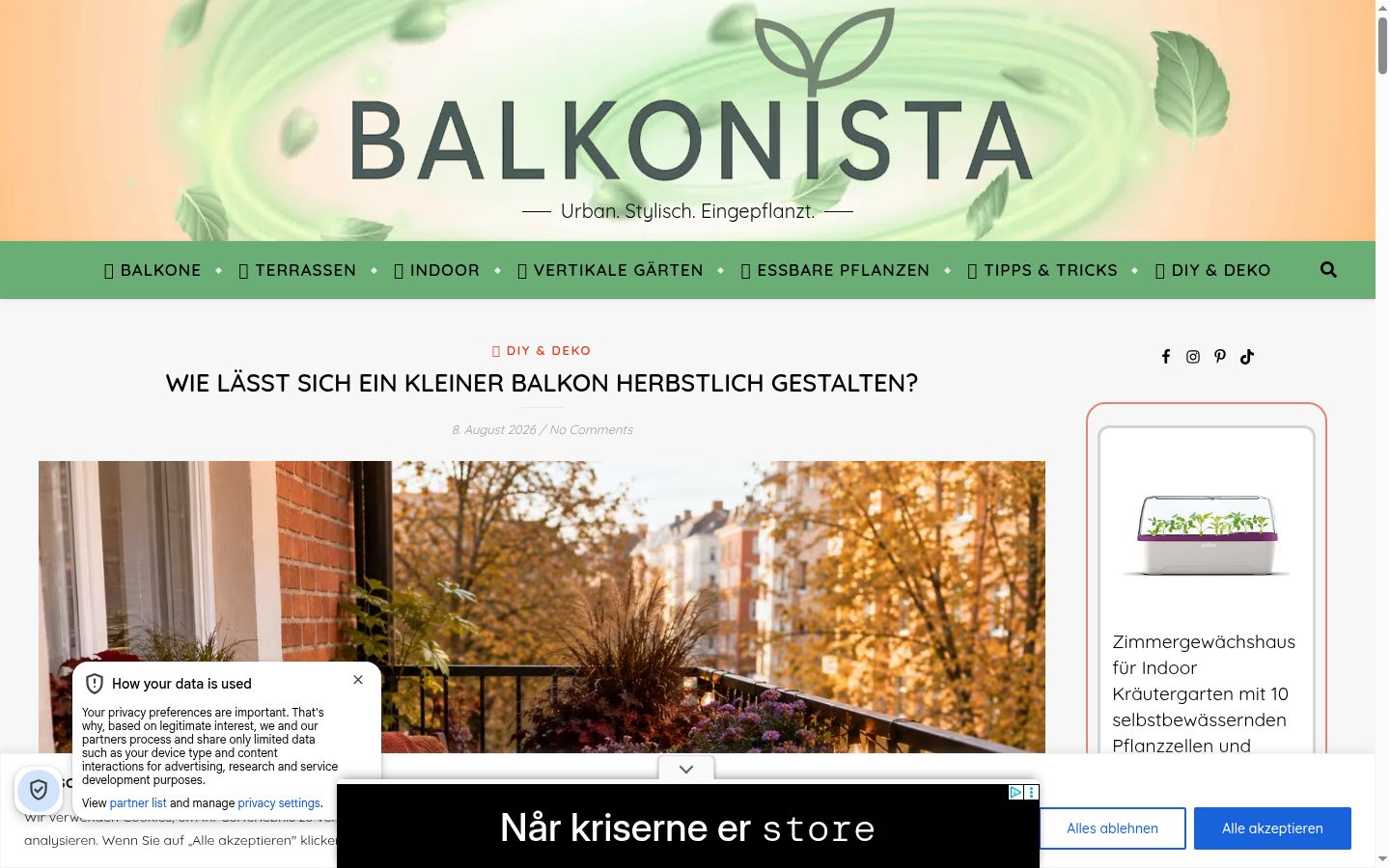 Kuvakaappaus suostumusbannerista, joka näytettiin ennen mitään vuorovaikutusta