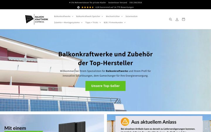 Screenshot of balkonkraftwerk-express.de