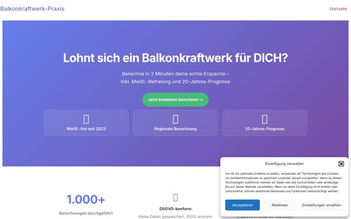 Screenshot of balkonkraftwerk-praxis.de