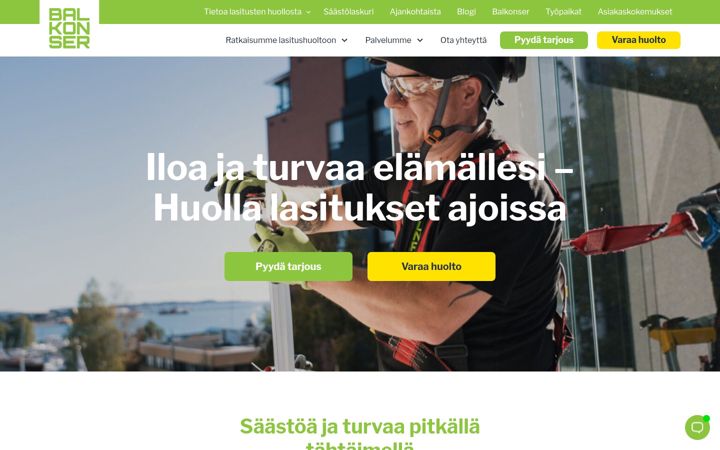 Skärmbild av balkonser.fi