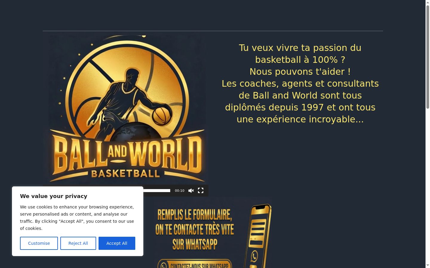 Screenshot del banner di consenso mostrato prima di qualsiasi interazione