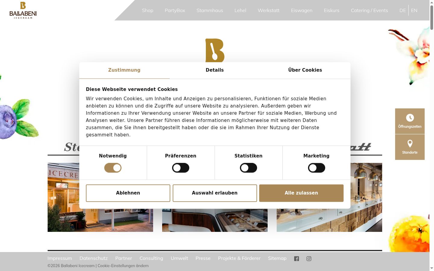 Screenshot del banner di consenso mostrato prima di qualsiasi interazione