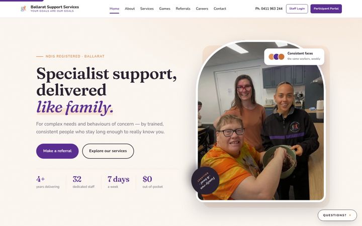 Screenshot of ballaratsupportservices.com.au
