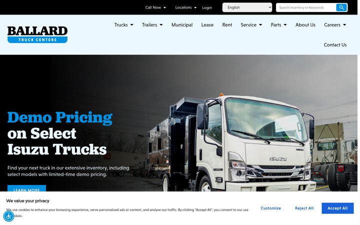 Screenshot of ballardtrucks.com