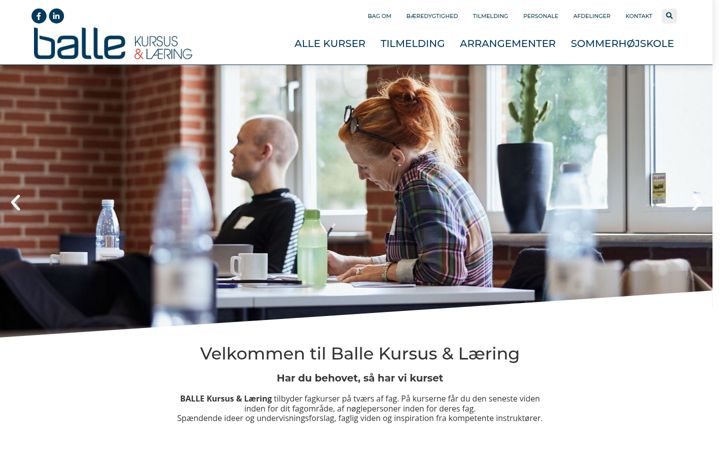 Snimka zaslona za balle-kursus.dk