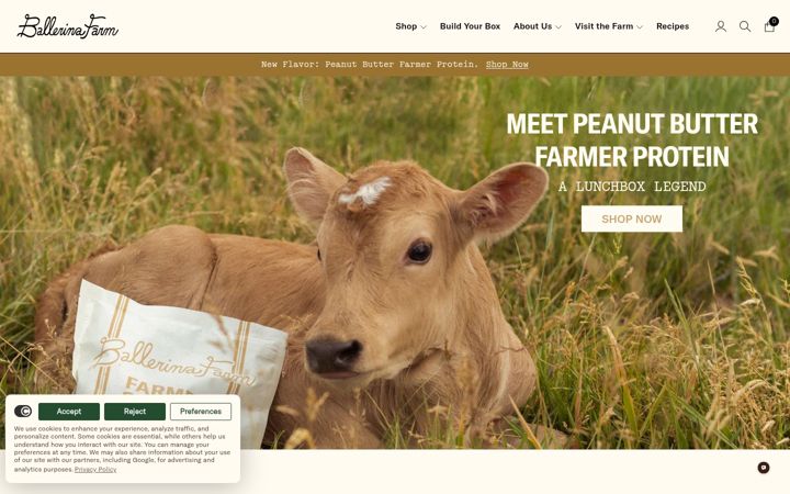 Kuvakaappaus sivustosta ballerinafarm.com
