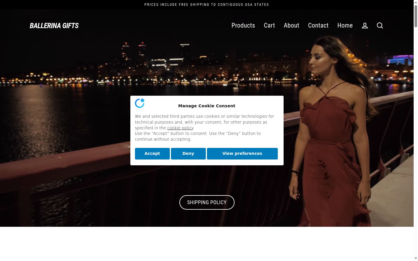 Screenshot of the consent banner shown before any interaction