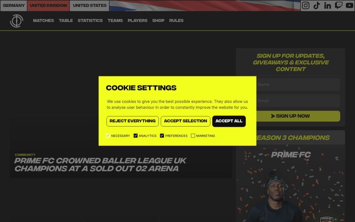 Screenshot of ballerleague.uk