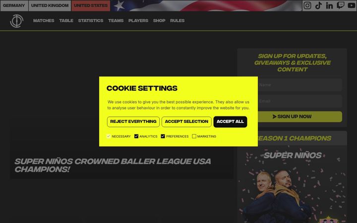 Screenshot of ballerleague.us
