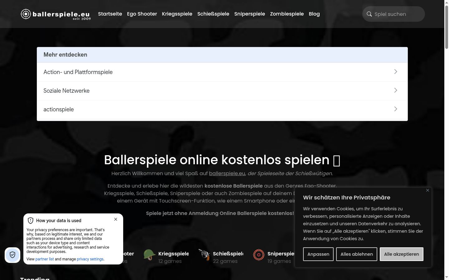 Sutikimo reklamjuostės, rodytos prieš bet kokią sąveiką, ekrano kopija