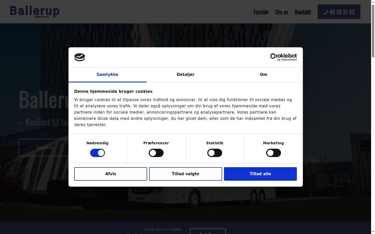 Capture d'écran de la bannière de consentement affichée avant toute interaction