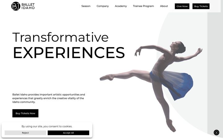Screenshot of balletidaho.org