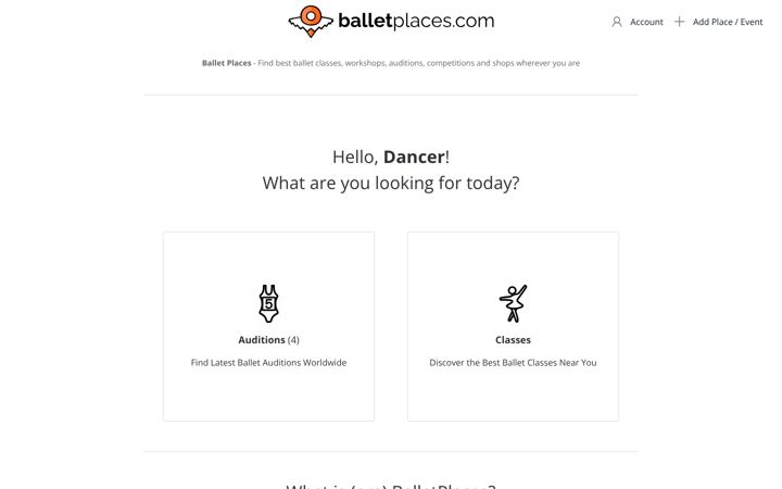 Screenshot of balletplaces.com