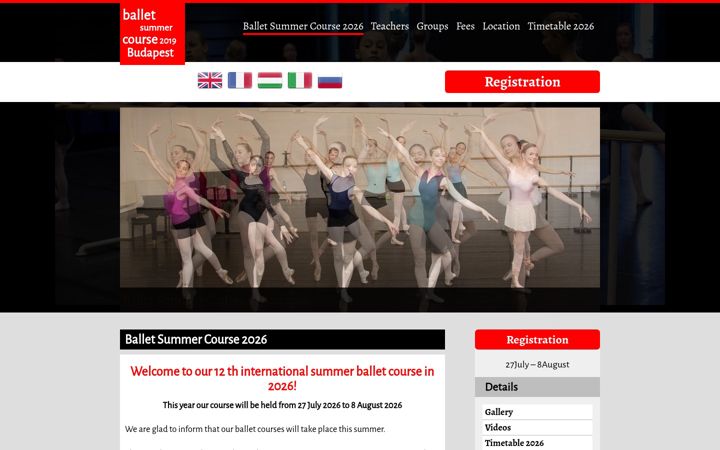 Screenshot of balletsummercoursebudapest.com