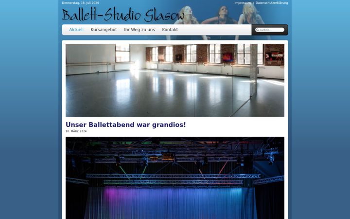 Snímek obrazovky ballett-glasow.de