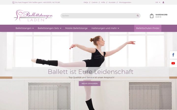 Screenshot of ballettstangenladen.de