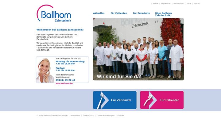 Screenshot of ballhorn-zahntechnik.de
