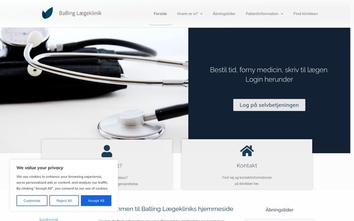 Screenshot of ballinglaegeklinik.dk