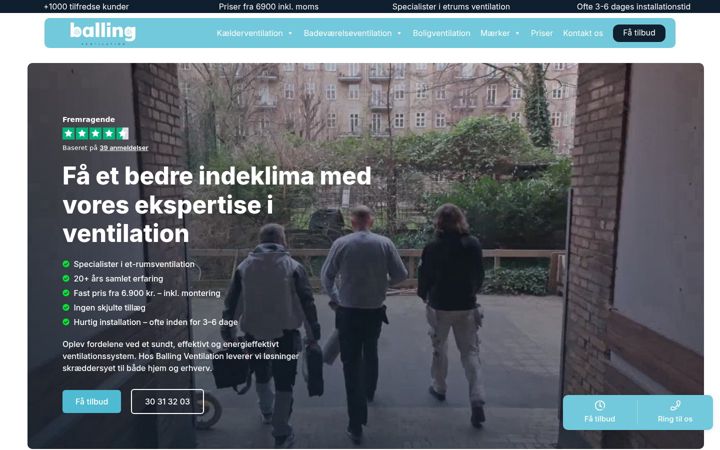 Screenshot of ballingventilation.dk