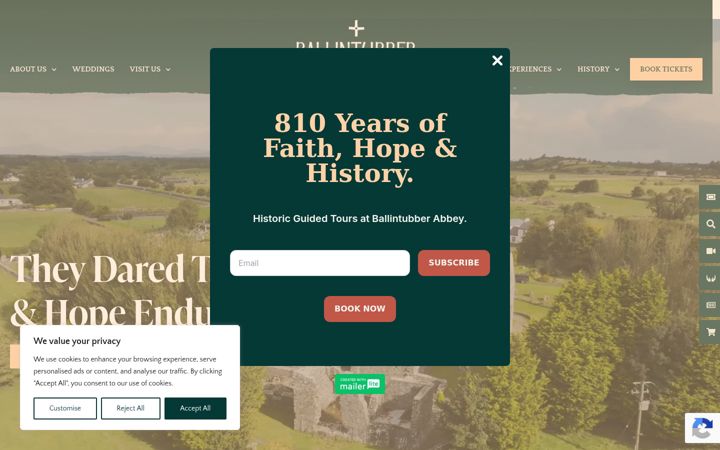 Screenshot of ballintubberabbey.ie