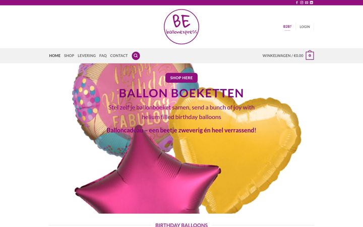 Ekraanipilt saidist ballonexpress.nl