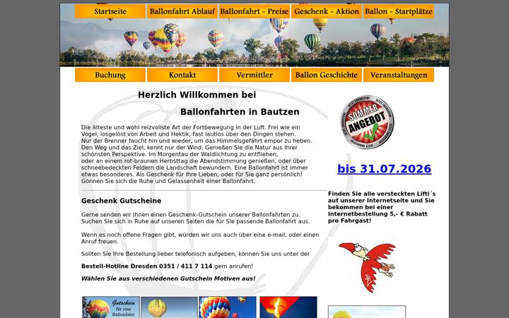 Screenshot of ballonfahrten-bautzen.de