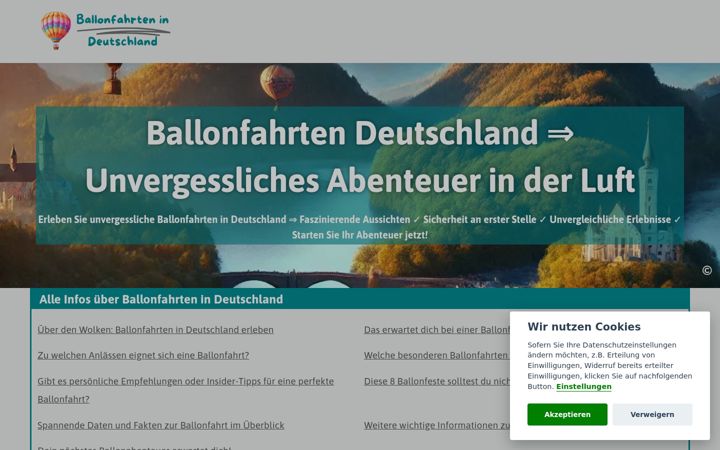 Screenshot of ballonfahrten-deutschland.de