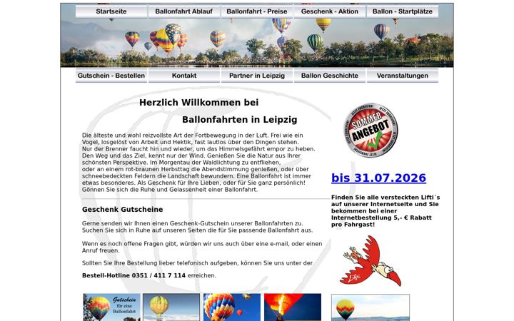 Screenshot of ballonfahrten-in-leipzig.de