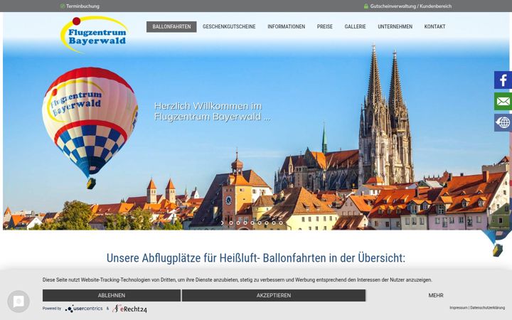 Screenshot of ballonfahrten-regensburg.de